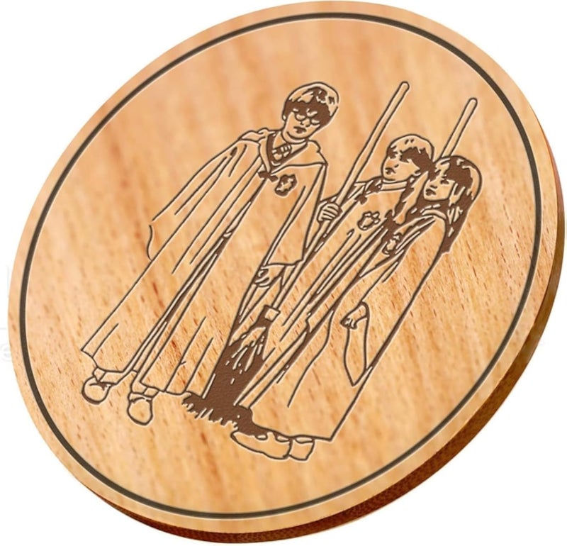 Wood Coaster Laser Engraving Set of 6 Half Dust Wood Base (Coaster Laser 49)